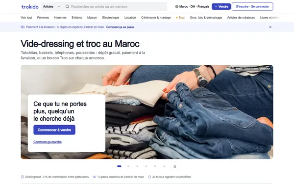 Page d'accueil de Trokido, la marketplace d'occasion de Tourak Digital