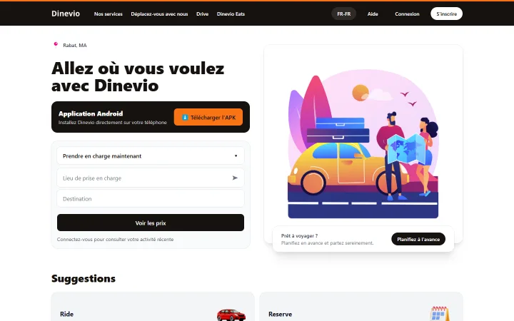 تطبيق Dinevio للنقل من إنجاز Tourak Digital